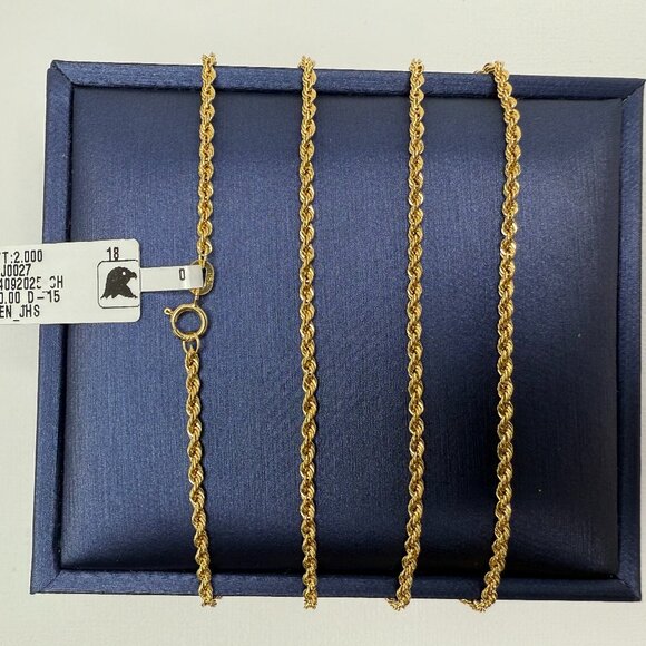 ‼️SOLD‼️ 18k Genuine Gold Rope Chain Necklace 20" (1.8mm) - Picture 2 of 10